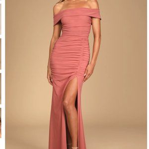Bridesmaid Dress | Dusty Rose Off-The-Shoulder | NWT